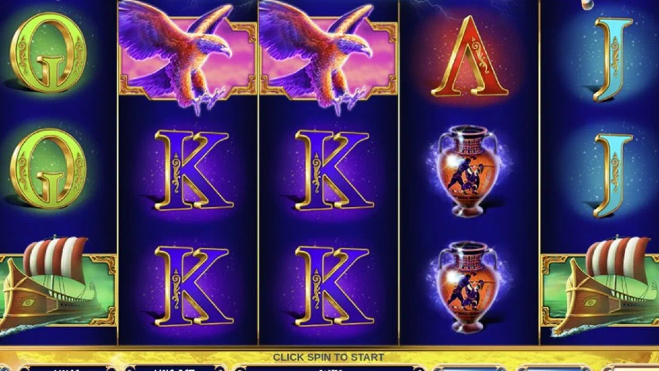 Carretes de King of Olympus con Zeus, Pegaso y símbolos griegos
